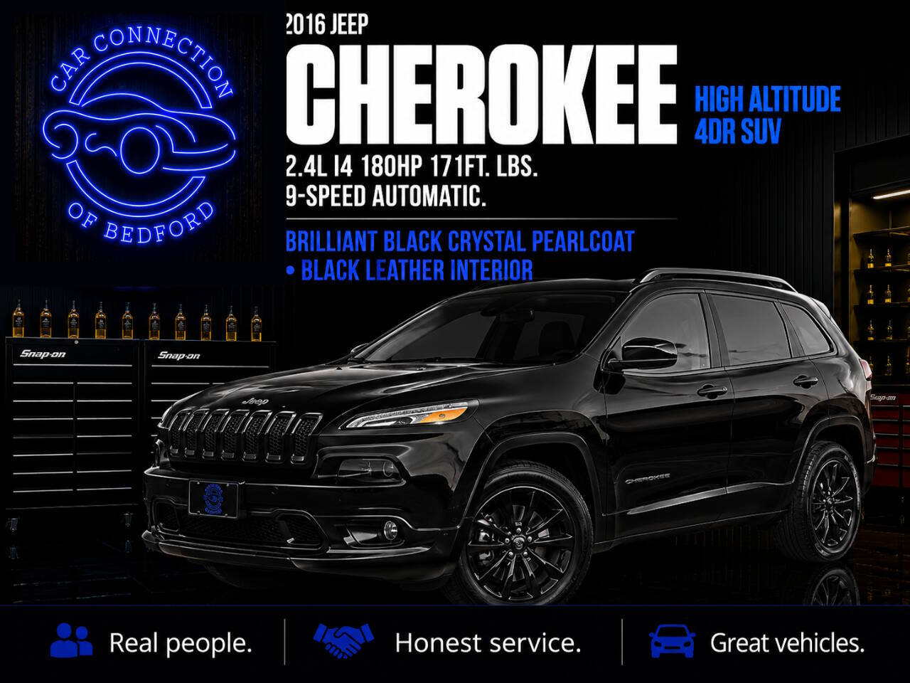2016 Jeep Cherokee High Altitude 4x4 4dr SUV in Brilliant Black Crystal Pearlcoat — front three-quarter view