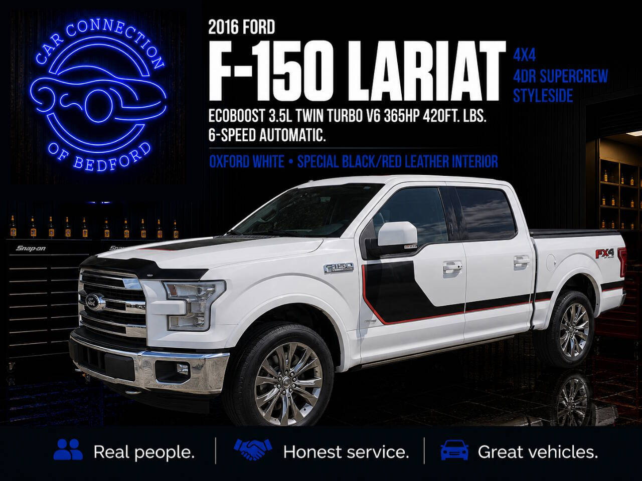 2016 Ford F-150 Lariat 4x4 4dr SuperCrew 5.5 ft. SB in Oxford White — front three-quarter view