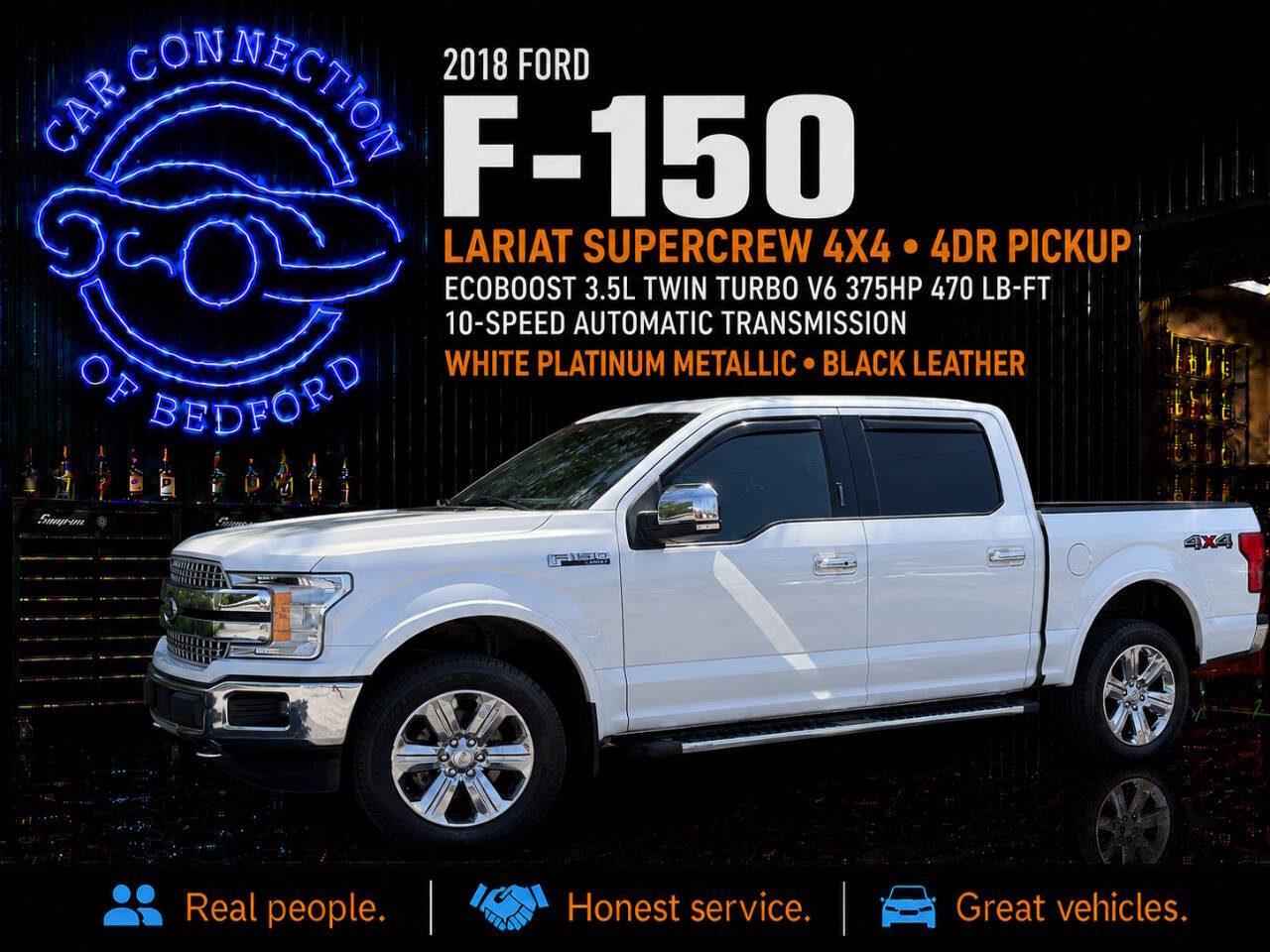 2018 Ford F-150 Lariat 4x4 4dr SuperCrew 5.5 ft. SB in White Platinum Metallic — front three-quarter view