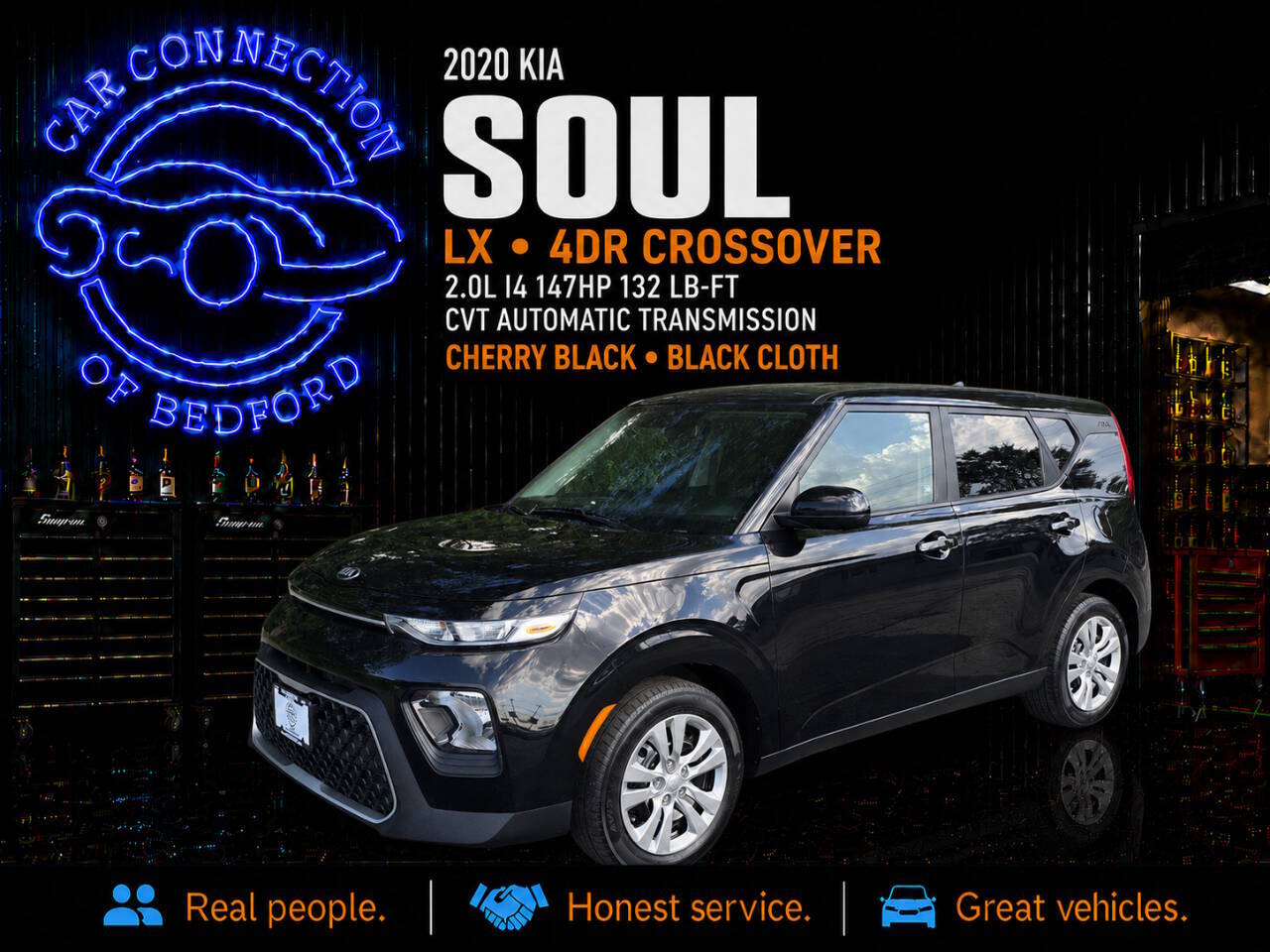 2020 Kia Soul LX 4dr Crossover CVT in Cherry Black — front three-quarter view